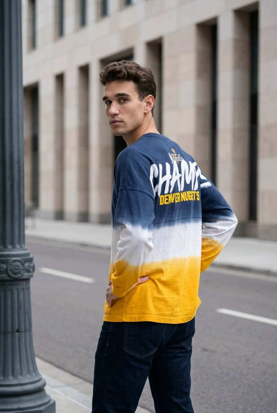 Unisex Denver Nuggets Fanatics Navy 2023 NBA Finals Champions Crewneck Ombre Spi